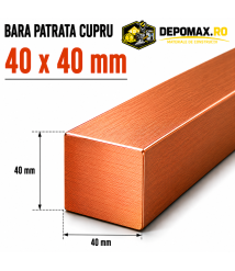 Bara patrata cupru 40 x 40 mm – lungime 3 metri – Cu-ETP